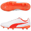 【6/1限定ポイント10倍】プーマキング プラチナム 21 RALLEY FG/AG　プーマホワイト×エナジーレッド　【PUMA|プーマ】サッカースパイク107109-01