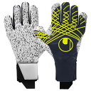 プレディクション スーパーグリップ+ ハーフネガティブ ネイビー×フローイエロー 【Uhlsport|ウールシュポルト】サッカーフットサルゴールキーパーグローブ...