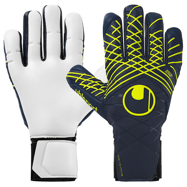 【12/4 20時よりポイント10倍】プレディクション アブソルートグリップ ハーフネガティブ ネイビー×フローイエロー 【Uhlsport|ウールシュポルト】...