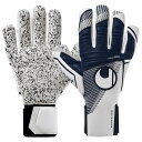 スーパーグリップ+ ハーフネガティブ ホワイト×ネイビー 【Uhlsport|ウールシュポルト】サッカーフットサルゴールキーパーグローブ1011357-01