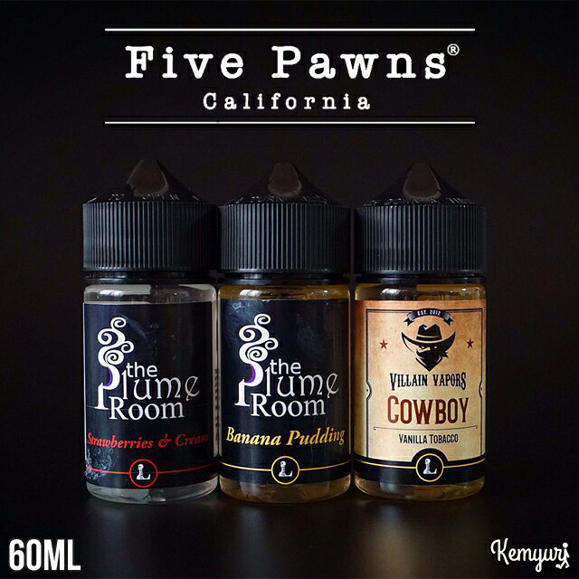 【ブランド】 Five Pawns 【フレーバー】 ・Strawberries & Cream（VG60 / PG40） ・Banana Pudding（VG60 / PG40） ・Cowboy（VG70 / PG30） ・Dillinger（VG70 / PG30） ・Go Nuts（VG60 / PG40） ・Salted Caramel（VG70 / PG30） ★フレーバー説明は画像参照。 ★made in USA 【容量】 ・60ml ※ニコチン、タールは含まれていません。 【注意事項】 ・乳幼児の手の届かない所に保管してください。 ・妊娠中の方はご使用をお控え下さい。 ・本製品を使用して何らかのアレルギー症状が出た場合はすぐに使用を中止して下さい。 ■配送について■ ※火・金・日曜日は配送休業日。 ≪商品によってレターパック、クリックポスト、普通郵便のいずれかで発送させていただいております。≫ 普通郵便は追跡番号が無く土日・祝日の配送業務もお休みになります。地域によりお届けまで最大5～6日ほどかかる場合がございます。 配送オプションにて、配送を追跡付きでお届けも早いレターパックプラスに変更する事も可能です。 配送オプションをカートに入れないで購入した場合、万が一郵便物が到着しないなどの郵便事故が起きた場合でも当店は責任を負いかねます。 ただし1週間経過しても商品が届かない場合や、到着した商品に破損があった場合（到着後2日以内）一度お問い合わせいただければ、できる限りのご対応はさせていただきます。 ●お届け日数目安 ・レターパック、クリックポスト・・・1～4日でのお届け。 ・普通郵便・・・1～6日でのお届け。 ※普通郵便の場合、土日・祝日は郵便局での配送業務がお休みの為、翌日休み明けの配送開始になります。 ※年末・年始、ゴールデンウイーク、連休中の交通状況によって配送が遅れる場合もございますのでご了承ください。