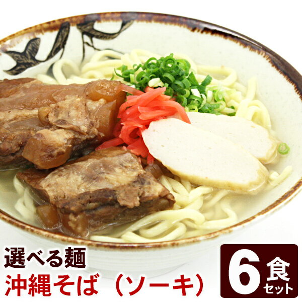 ソーキそばセット6人前 (選べる麺・そばだし・軟骨ソーキ肉・島とうがらしコーレーグース) /沖縄そば サン食品 沖縄お土産 冷蔵【FS】