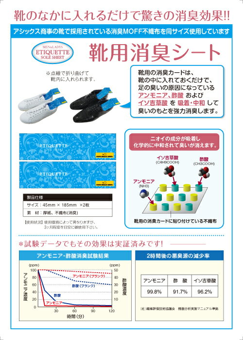 【国内送料無料】【レターパックライト対応】【2枚1組】【30セット】靴用消臭シート足靴消臭除菌縦50ミリ横180ミリ