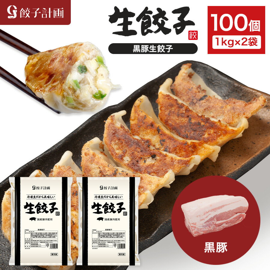 餃子計画 黒豚 生餃子 1kg * 2袋セット 冷凍餃子 冷凍食品 ぎょうざ