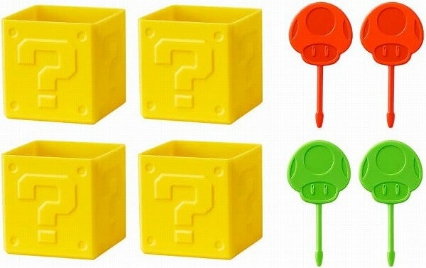 スーパーマリオ ホーム＆パーティ　マフィンカップ(ハテナブロック)＆ピック(スーパーキノコ/1UPキノコ..