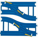 1/2直線幅と複線の幅をつなぐことが出来るポイントレールです。複線レイアウトから駅を設置する際などさまざまな場面で利用可能です。【宅配便のみ】