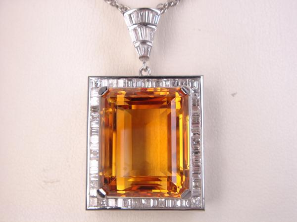 31.5ct　PT★プラチナ★手作り★天然シトリントパーズ31.5ctぺンダント★超大粒★天然ダイヤ計2.63ct★ハンドメイドペンダント★オリジナルデザイン