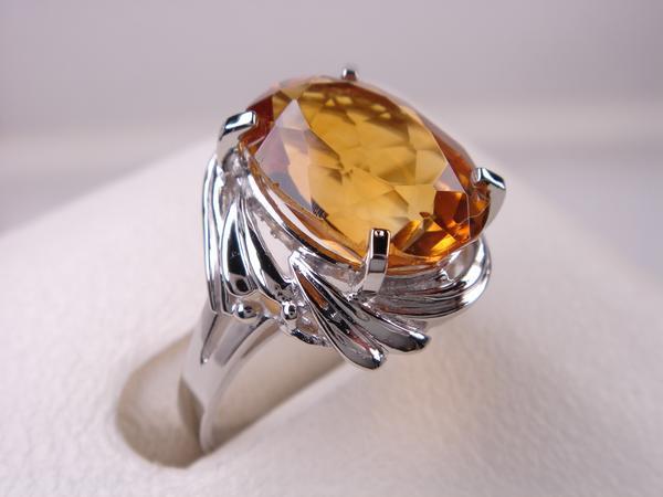 4.64ct プラチナ シトリン トパーズリング★PT