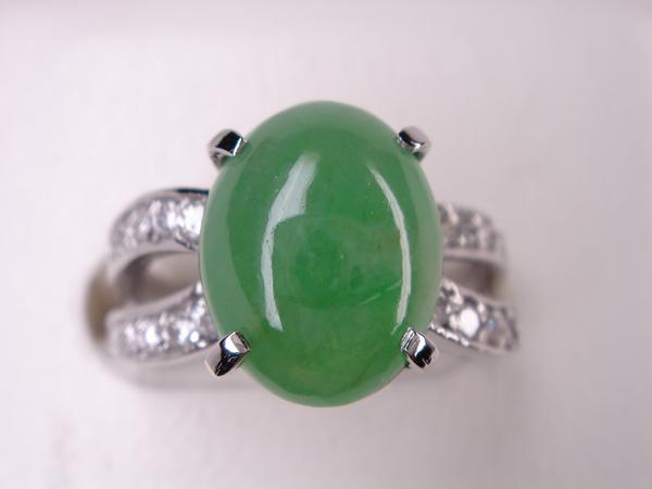 Jade - 4.25ct PT プラチナ ヒスイリング D0.37ct