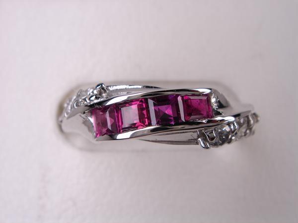 Rakuten - 0.54ct PT プラチナ ルビーデザインリング