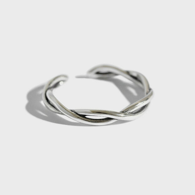 R033 ツイストラインカフリング 指輪 silver925 シルバー ニュアンス フリーサイズ シンプル 金属アレルギー対応 金アレ luxedolce