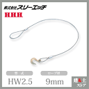 スリーエッチ フック付ワイヤー(片フック、片ワッパ、メッキワイヤー) HW2.5 ロープ径9mm 全長2.5m HHH