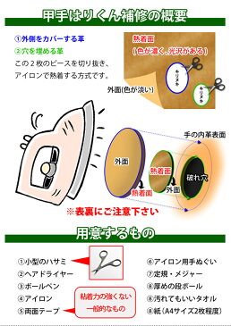 【アマビエ剣士シール付】剣道 甲手 (小手) 修理 用● 甲手はり君（手の内革アイロン完全補修キット）【10cm×14.5cm】