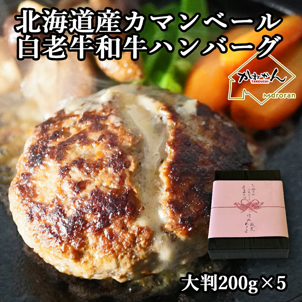 【父の日限定!10%OFFクーポン配布中!!】白老牛 カマンベールチーズ ハンバーグ 送料無料 200g 5個 北海道チーズ バーグ ふるさと納税 でも大好評 北海道産 カマンベールチーズ ボリューム ハンバーグ 自家製 デミグラスソース 付き 白老和牛