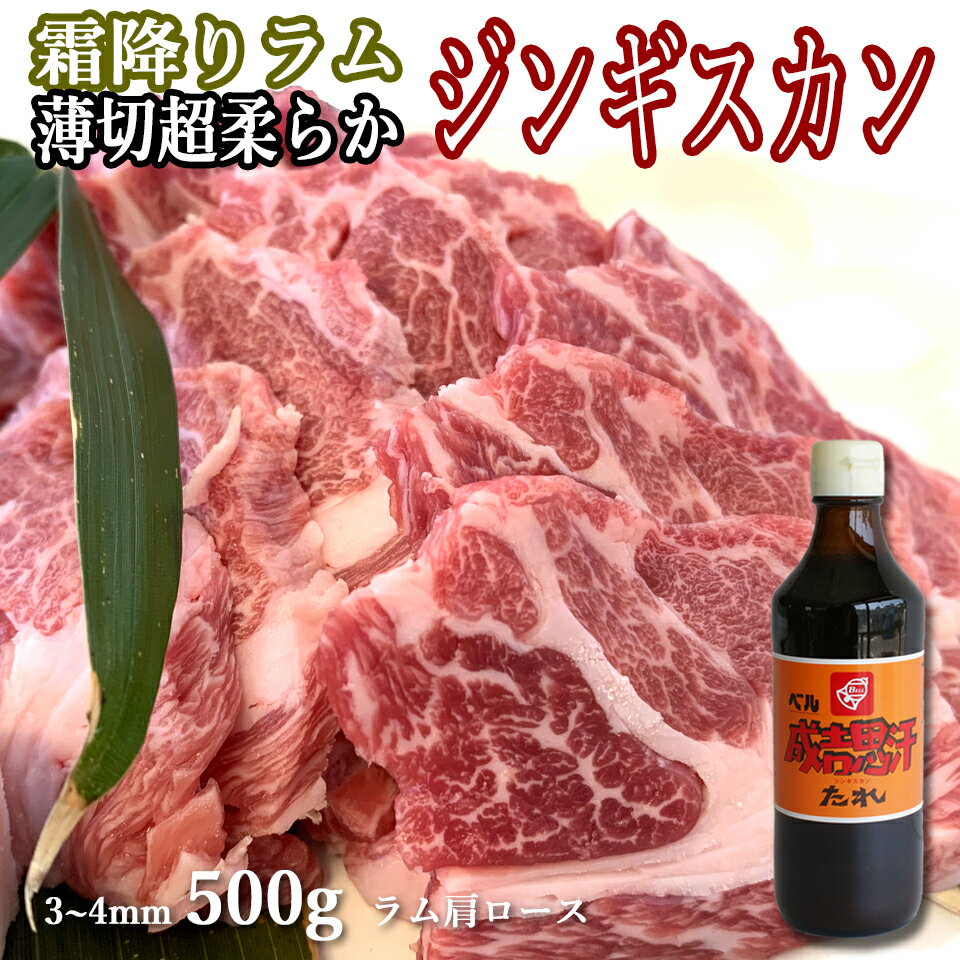 ラム肉 ジンギスカン 生ラム 肩ロース3～4mm 500g 市販たれ付き セット 送料無料 北海道 グルメ ギフト..