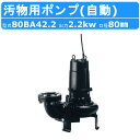 ツルミ 汚物用 水中 ノンクロッグ ポンプ 80BA42.2 4極モータ 三相200V 50Hz/60Hz 自動運転形 自動形 汚物用ポンプ専用 水中モーターポンプ B型 下水処理 下水道 雨水 アンダーパス 取水 給水 排水ポンプ 給水ポンプ ポンプ 汚水 雑排水 汚物 異物 工場 鶴見製作所