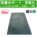 WPT 軽量Wボード 6枚セット 4×8尺 厚さ18mm 両面凸 敷板 樹脂製 樹脂製敷板 樹脂敷板 ダブルボード 樹脂 プラスチック敷板 ウッドプラスチック 軽量 プラシキ コンパネ こうじばん プラ板 養生板 農業 林業 イベント 建設 土木 造園 軽い