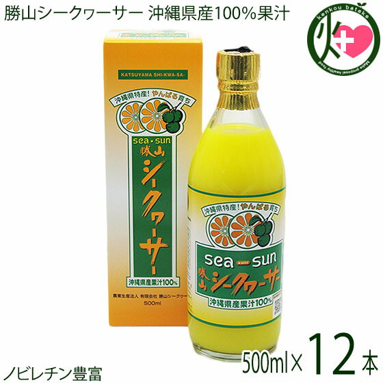 勝山シークヮーサー 沖縄県産果汁100% 500ml(箱入り)×12本 沖縄 原液 無添加 無着色 ストレート果汁