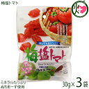 【名称】ドライトマト 【内容量】30g×3袋 【賞味期限】製造日より12ヶ月 【原材料】トマト（タイ産）、砂糖、海水塩（沖縄産）、梅干（国産）、しそ梅酢、酸味料（クエン酸）、酸化防止剤（亜硫酸塩） 【保存方法】高温多湿、直射日光を避け常温で保存してください。 【お召上がり方】そのままでも美味しくお召し上がりいただけます。オイル漬けやサラダ、煮込みなど様々な料理にご使用いただけます。【栄養成分表示】エネルギー104kcal / たんぱく質0.2g / 脂質0.3g / 炭水化物25g / ナトリウム156mg【JANコード】4523517008148 【販売者】株式会社オリーブガーデン（沖縄県国頭郡恩納村） メーカー名 沖縄美健 原産国名 トマト（タイ産）、砂糖、海水塩（沖縄産）、梅干（国産） 産地直送 沖縄県 商品説明 ドライトマトにぬちまーすをまぶしました。 深い旨みとまろやかな甘みが絶妙！ミネラルとリコピンの健康おやつ♪ぬちまーす（沖縄の海塩）の深い旨みと、まろやかな甘みが特徴の トマトです。また、国産紀州梅を使用しています。【ドライトマトの栄養】緑黄色野菜のトマトには抗酸化作用の強い成分(リコピンとルティン)が含まれており、リコピンは赤い色の元になっている成分で活性酸素を減らす働きがあると言われています。乾燥させるとリコピンが4倍にもなると言われています。 安全上のお知らせ 表面に白い粉が出ることがありますが、塩分ですので安心してお召し上がりください。ネコポス便で配送予定です着日指定：×不可 ギフト：×不可 ※生産者より産地直送のため、他商品と同梱できません。※納品書・領収書は同梱できません。　領収書発行は注文履歴ページから行えます。 こちらの商品は全国送料無料です