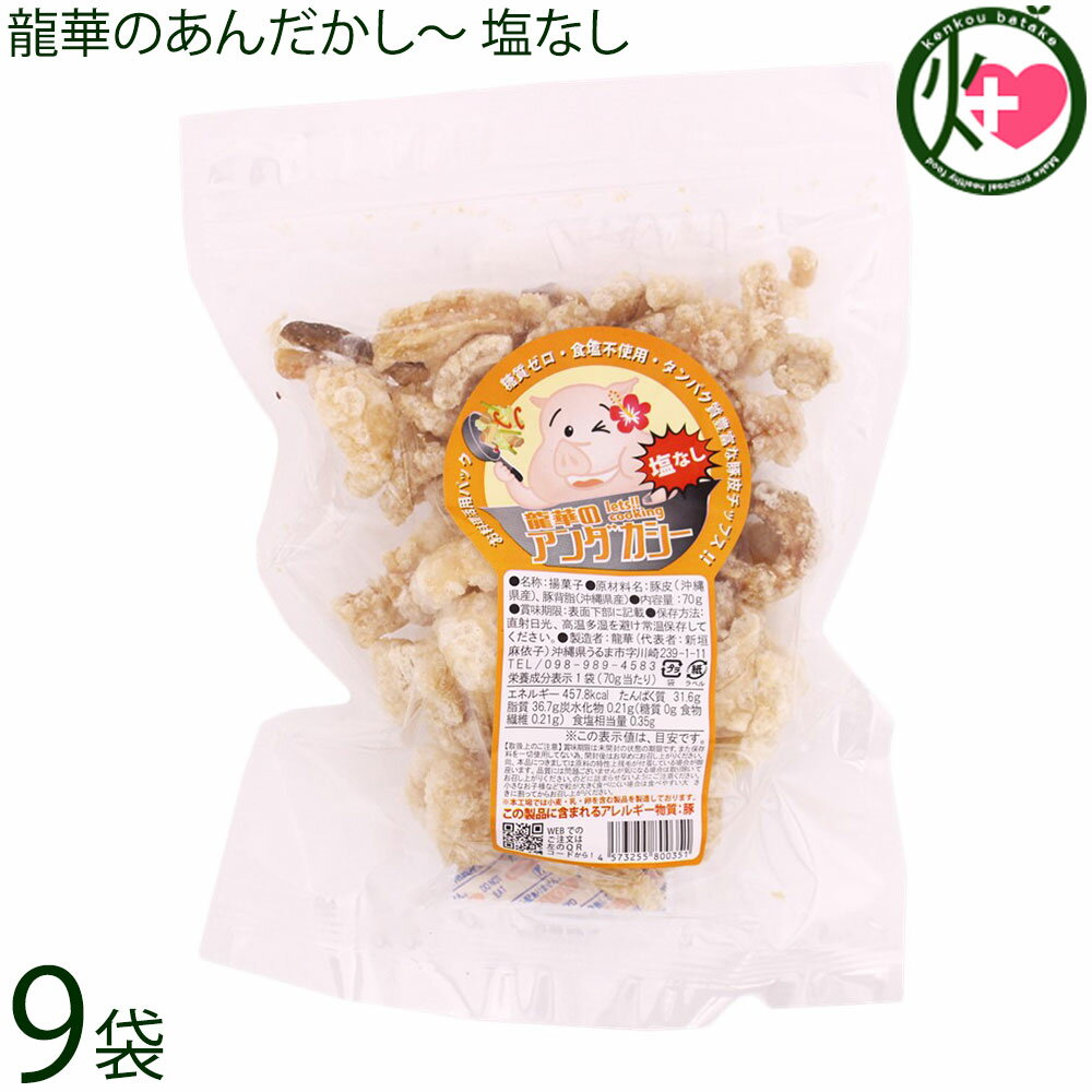 龍華のあんだかし〜 塩なし 70g×9袋 油かす 糖質ゼロ 沖縄 土産 人気 糖質制限 MEC食 ダイエット アンダカシー
