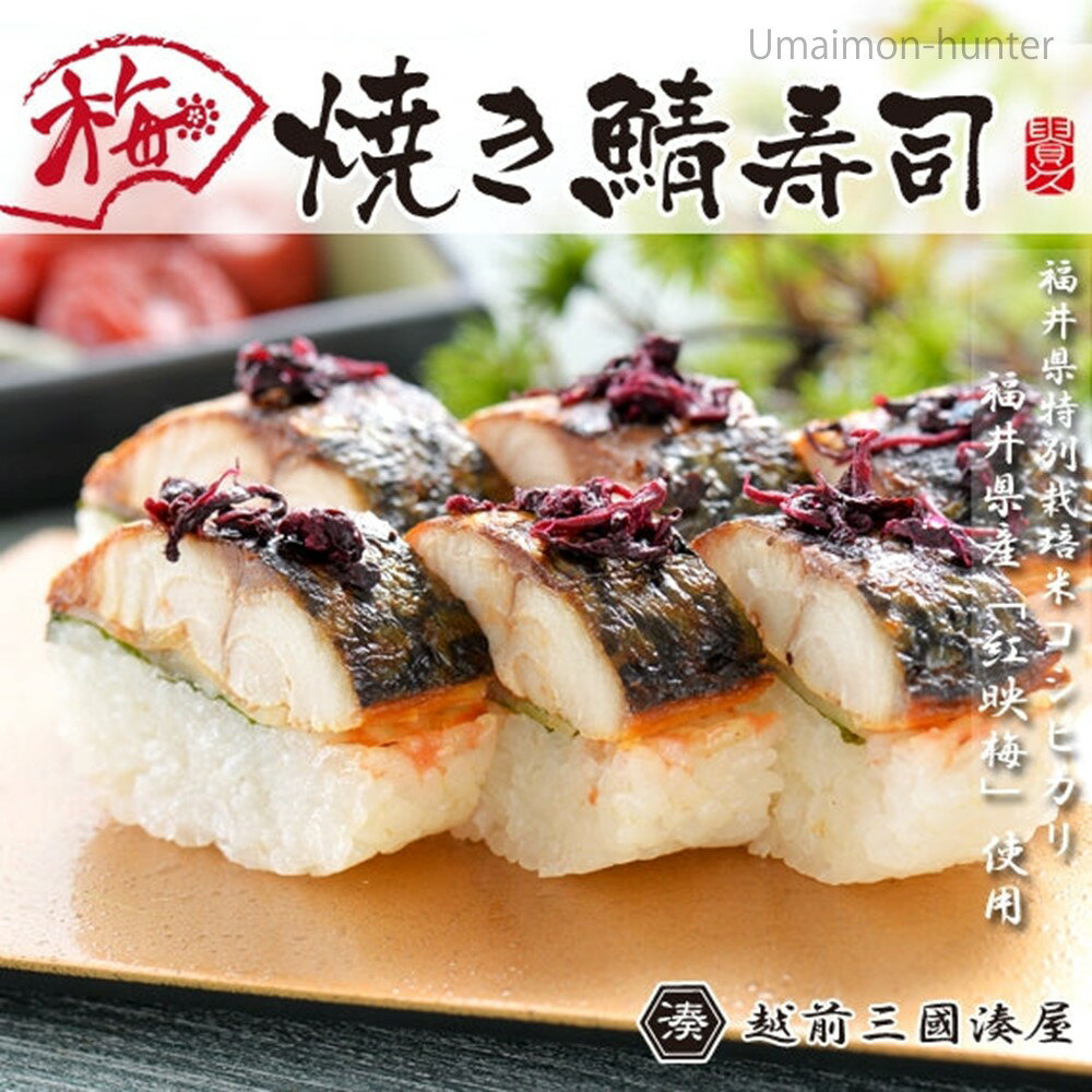 越前三國湊屋 梅焼き鯖寿司 約290g×3本 2