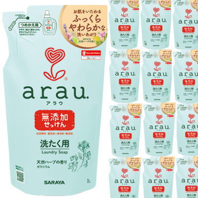 arau.　(アラウ)．洗濯用せっけん　ゼラニウム　詰替用 1L（343円×12コセット)　[液体洗剤] 　　送料無料　(北海道・沖縄・東北6県除く)