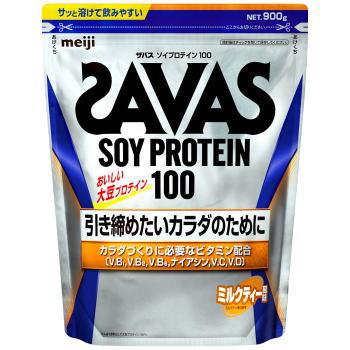 送料無料 明治 ザバス(SAVAS) ソイプロテイン100 ミルクティー風味 900g