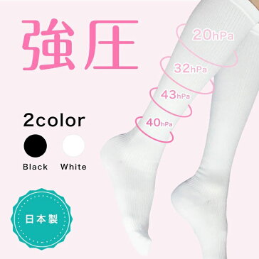 着圧ソックス(強圧) 日本製 綿混 スリムビューティー しっかり強圧 強力 引き締め 美脚 浮腫み 綿混合タイプ むくみ レディース ハイソックス 膝下 膝丈 靴下 段階着圧 圧着 下肢静脈 着圧 強め【メール便 送料無料】