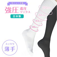 【リニューアル】着圧ソックス(強圧) 日本製 すっきり 薄手 綿混 スリムビューティー しっかり強圧 強力 引き締め 美脚 浮腫み 綿混合タイプ むくみ レディース ハイソックス 膝下 膝丈 靴下 段階着圧 圧着 下肢静脈 着圧 強め