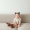 【キャップ別売り】ベア柄 セットアップ 新生児 ベビー 男の子 女の子 クマちゃん アニマル クリーム ナチュラル 60cm 70cm 80cm