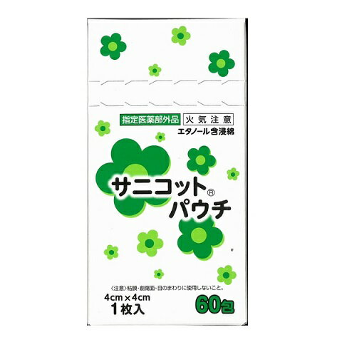 発売元、製造元、輸入元又は販売元【丸三産業】【 商品説明 】「サニコット　パウチ　4cm×4cm　」は、衛生的な使い捨てアルコールカット綿です。●持ち運びに便利な個包装です。サイズ：40×40mm【区分】指定医薬部外品【 注意事項 】粘膜・創傷面・目のまわりに使用しないこと。広告文責：株式会社バイタルネット　電話番号：022-343-7011