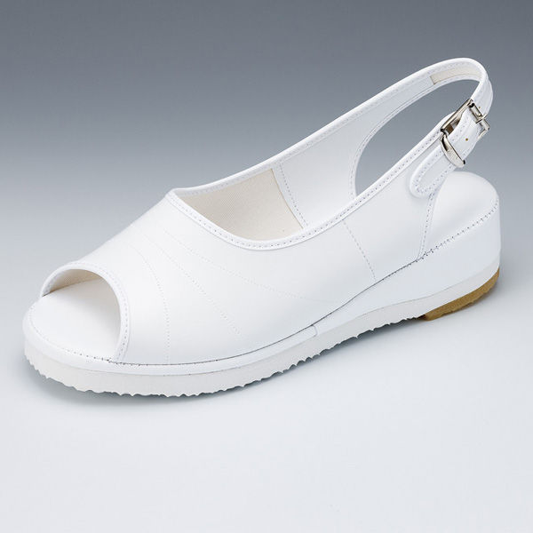 8M　レザープラットサンダル　ホワイト　24．0cm