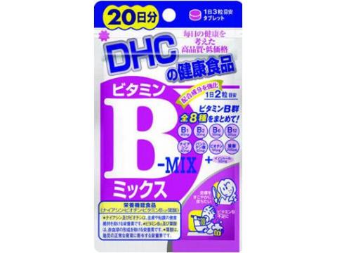 発売元、製造元、輸入元又は販売元　【 ディーエイチシー 】【 商品説明 】「DHC　ビタミンBミックス　40粒」は、ビタミンB1、B2、B6、B12、ナイアシン、パントテン酸、ビオチン、葉酸のビタミンB群全8種類にイノシトールをプラスした総合サプリメントです。糖分やたんぱく質などの栄養素を代謝するときに、酵素を助けて補酵素になる必須ビタミン。脂質や糖質をエネルギーに変えるのに欠かせないことから、ダイエットにおすすめです。またエネルギーがスムーズに作られることから、疲れにもアプローチできます。さらに、ハリやみずみずしさなどのコンディションを整えてくれる、美容面でも欠かせない栄養素です。【 原材料 】ビタミンBミックス1日2粒総重量（内容量）400mgあたりナイアシン・・・40mg葉酸・・・200μgビオチン・・・50μgビタミンB12・・・20μgパントテン酸・・・40mgビタミンB1・・・40mgビタミンB2・・・30mgビタミンB6・・・30mgイノシトール・・・50mg【主要原材料】イノシトール、パントテン酸Ca、ビタミンB1、ナイアシン、ビタミンB6、ビタミンB2、葉酸、ビオチン、ビタミンB12【調整剤等】澱粉、セルロース、グリセリン脂肪酸エステル、セラック広告文責：株式会社バイタルネット　電話番号：022-343-7011 10024317