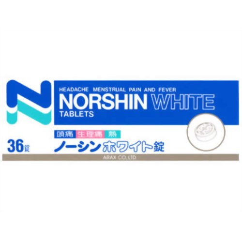 発売元、製造元、輸入元又は販売元　【 アラクス 】【 商品説明 】「ノーシンホワイト錠」は、ACE処方（アセトアミノフェン，エテンザミド，カフェイン水和物）の3つの成分の働きにより，頭痛，生理痛，歯痛などの痛みや熱などに速く効きます。胃を荒らす成分や，眠気を催す成分，また，習慣性のある成分は使用しておりません。効能・効果1)頭痛・月経痛（生理痛）・歯痛・神経痛・関節痛・腰痛・肩こり痛・咽喉痛・耳痛・抜歯後の疼痛・筋肉痛・打撲痛・ねんざ痛・骨折痛・外傷痛の鎮痛2)悪寒・発熱時の解熱使用期限:使用期限まで6カ月以上あるものをお送りします【 リスク区分:指定第2類医薬品 】このお薬は指定第2類医薬品です。必ず使用上の注意をご確認、ご理解いただいた上でご購入ください。使用上、ご不明な点がある場合は医師、薬剤師又は登録販売者に相談ください。【 摂取注意事項 】■してはいけないこと（守らないと現在の症状が悪化したり，副作用・事故が起こりやすくなります） 1．次の人は服用しないでください　（1）本剤又は本剤の成分によりアレルギー症状を起こしたことがある人。　（2）本剤又は他の解熱鎮痛薬，かぜ薬を服用してぜんそくを起こしたことがある人。2．本剤を服用している間は，次のいずれの医薬品も服用しないでください　他の解熱鎮痛薬，かぜ薬，鎮静薬3．服用前後は飲酒しないでください4．長期連用しないでください【 内容成分 】2錠中；アセトアミノフェン 300mg エテンザミド 380mg カフェイン水和物 60mg広告文責：株式会社バイタルネット　電話番号：022-343-7011 10044343★とりあえずお気に入りに追加★
