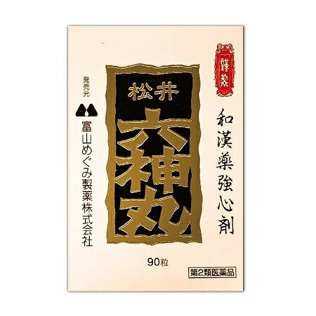 発売元、製造元、輸入元又は販売元【富山めぐみ製薬】【 商品説明 】「松井六神丸　」は、主成分であるジャコウ、センソ、ゴオウ等を配合した丸剤です。どうき、息切れ、気付けの常備薬として適しています。【効能・効果】動悸、息切れ、気付け【用法・用量】15才以上（大人）：1回に2粒15才未満は服用しないでください1日2回白湯又は水で服用してください【消費者相談窓口】会社名：テイカ製薬株式会社問い合わせ先：お客様相談係電話：076-431-8863［テイカ製薬（株）］使用期限:使用期限まで6カ月以上あるものをお送りします【 リスク区分:第2類医薬品 】必ず使用上の注意をご確認、ご理解いただいた上でご購入ください。使用上、ご不明な点がある場合は医師、薬剤師又は登録販売者に相談ください。【 注意事項 】■してはいけないこと（守らないと現在の症状が悪化したり、副作用が起こりやすくなります）本剤を服用している間は、次の医薬品を服用しないでください　　他の強心剤■相談すること1．次の人は服用前に医師、薬剤師又は登録販売者に相談してください　（1）医師の治療を受けている人。　（2）妊婦又は妊娠していると思われる人。2.服用後、次の症状があらわれた場合は副作用の可能性があるので、直ちに服用を中止し、この説明文書を持って医師、薬剤師又は登録販売者に相談してください［関係部位：症状］消化器：吐き気・嘔吐3．5〜6日間服用しても症状がよくならない場合は服用を中止し、この説明文書を持って医師、薬剤師又は登録販売者に相談してください【 内容成分 】4粒（大人1日量）中　センソ 3mg　ジャコウ（麝香） 1mg　ゴオウ（牛黄） 2mg　ユウタン（熊胆） 1mg　真珠 2mg　ロクジョウ（鹿茸）末 3mg　ジンコウ（沈香） 4mg　ニンジン（人参）末 3mg広告文責：株式会社バイタルネット　電話番号：022-343-7011