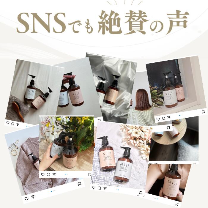 【スーパーセール限定★半額SALE！】NIJI シャンプー トリートメント セット 各400ml 髪質 改善 サロン クオリティ 美髪 ツヤ髪 うるおい ダメージ 補修 くせ毛 キューティクル 保湿 縮毛矯正 ニジ リズミック 紫外線 うねり アイロン ドライヤー 熱 守る 送料無料 - Image 3