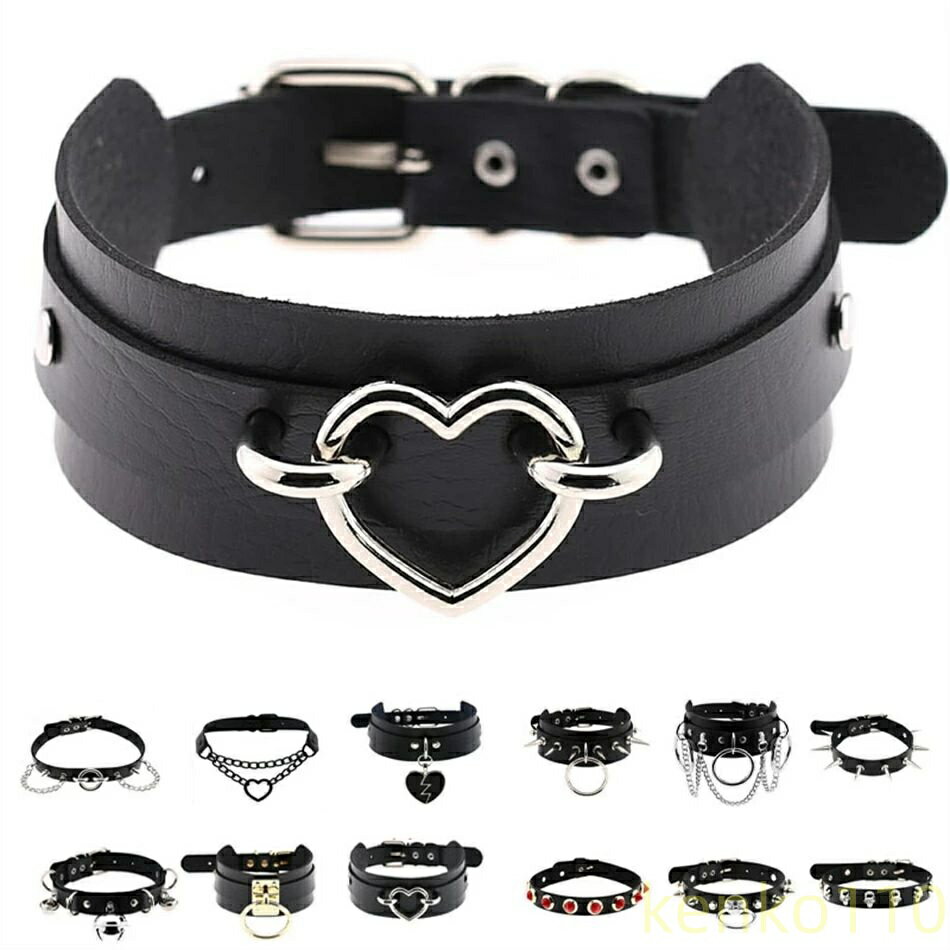 【送料無料】チェーン レザーチョーカー ブラック メンズ レディース パンク ロック V系 ヴィジュアル ゴシック 衣装 コスプレ 原宿 系 ブレスレット 姫系 小悪魔