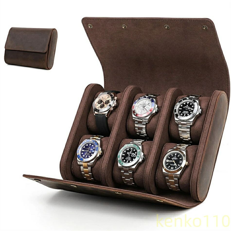 【送料無料】腕時計ケース 本革 牛革 時計ケース 6本用 長方形 ウオッチケース 収納ボックス コレクシ..