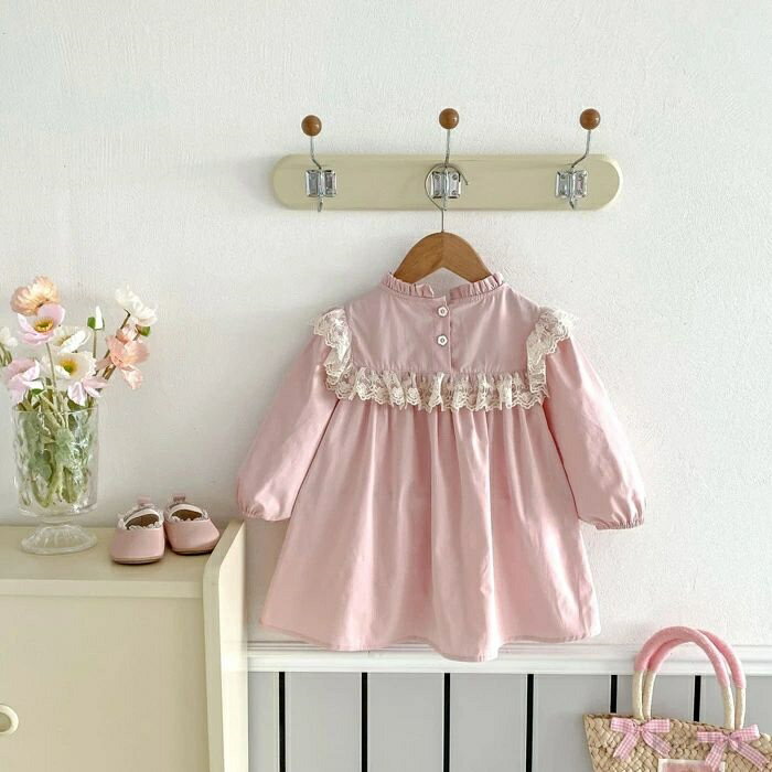 【送料無料】レース花柄ワンピース キッズ 女の子 ワンピース フリルワンピース 卒園式 入園式 ベビー ドレス キッズ ガールズ 子供 長袖 ドレス 春秋 誕生日会 お遊戯会 お出かけ