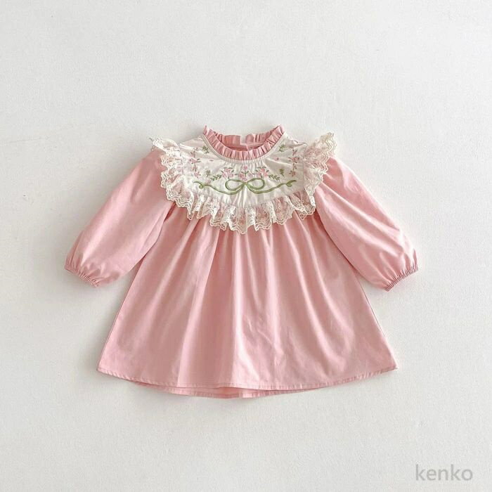 【送料無料】レース花柄ワンピース キッズ 女の子 ワンピース フリルワンピース 卒園式 入園式 ベビー ドレス キッズ ガールズ 子供 長袖 ドレス 春秋 誕生日会 お遊戯会 お出かけ