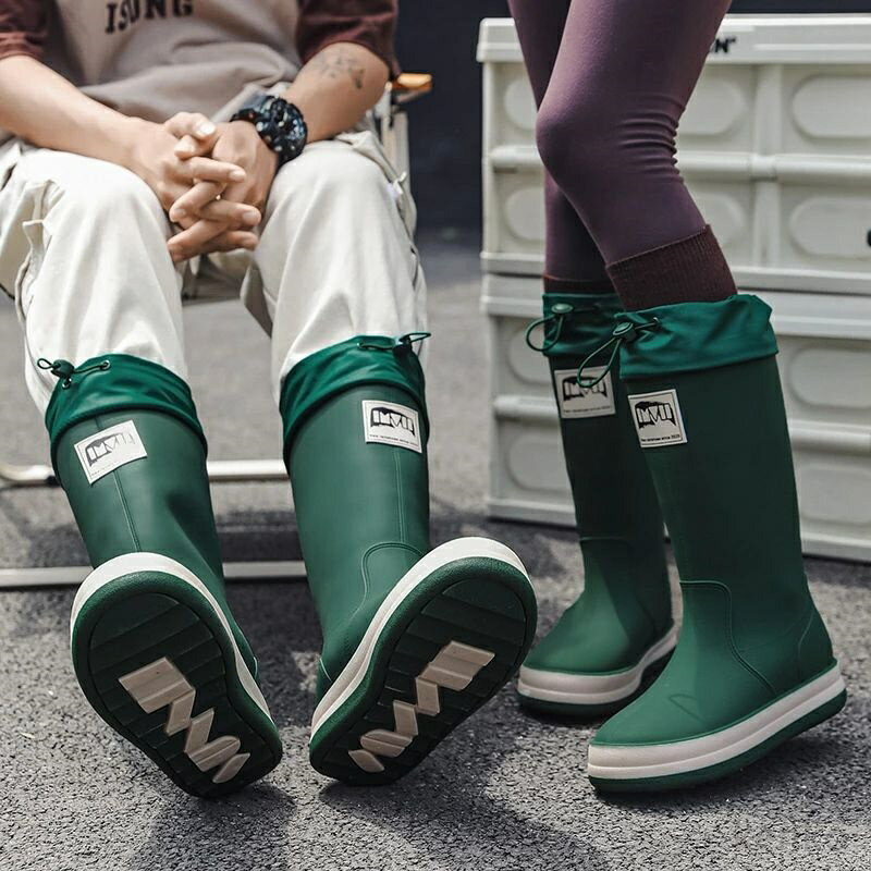 【送料無料】長靴 レディース レインブーツ メンズ ロング丈 雨靴 レインシューズ 完全防水 滑りにくい ゴムひも付き おしゃれ かわいい 雪 雨 梅雨 台風 対策 園芸 田植え 農作業