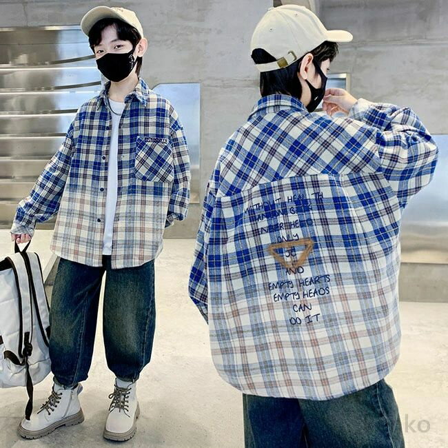 【送料無料】ネルシャツ キッズ 可愛い 子供服 シャツ 男の子 アウター チェックシャツ トップス 長袖 幼稚園 小学生 通園 通学 子ども服 こども服 子供