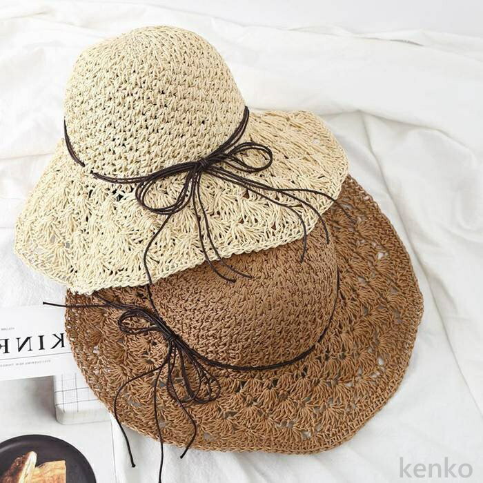 【送料無料】ペーパーハット レディース つば広 ストローハット 麦わら帽子 レディース UVカット 折りたたみ ハット 麦わら 帽子 運動会 旅行 海 ビーチ 日焼け対策