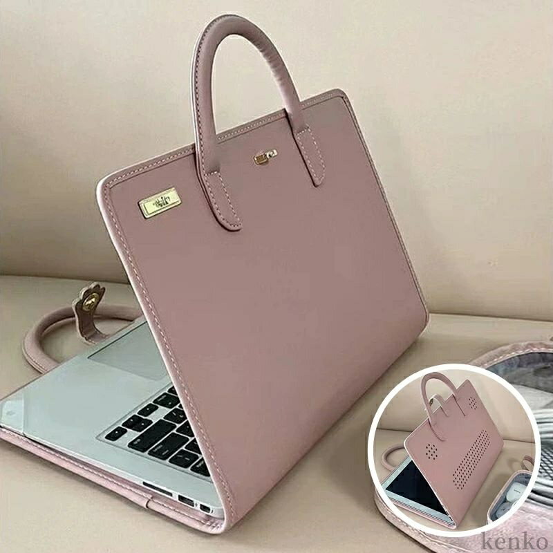 【送料無料】14インチ 15.6インチ 16インチ 手提げ ピンク 無地 薄型 軽量 PUレザー レディース メンズ ユニセックス おしゃれ ビジネス 通勤