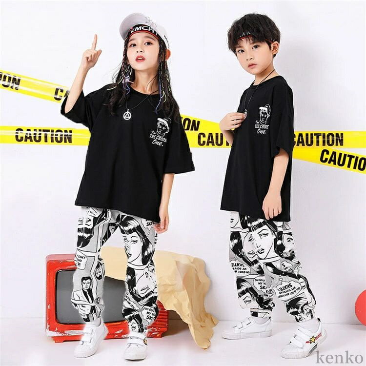 【送料無料】ヒップホップ トップス ボトムスtシャツ パンツ 派手 hiphop 女の子 男の子 ダンス衣装 ヒ..