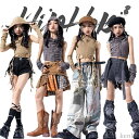 【送料無料】子供服 ダメージ スチームパンク ダンス衣装 キッズダンス 女の子 タンクトップ へそ出し 無袖 パンツ スカート ズボン パンツ