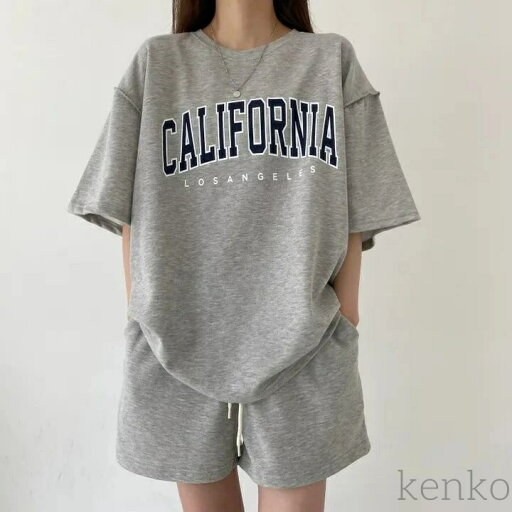 【送料無料】セットアップ レディース 夏 tシャツ 半袖 ショートパンツ 薄手 上下セット ロゴプリント おしゃれ カジュアル ゆったり 春 【送料無料】セットアップ レディース 夏 tシャツ 半袖 ショートパンツ 薄手 上下セット ロゴプリント おしゃれ カジュアル ゆったり 春