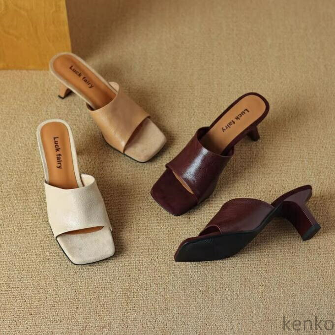 【送料無料】サンダル ハイヒールミュール レディース 痛くない 脱げない サンダル スクエアトゥ　靴 美脚 ハイヒール