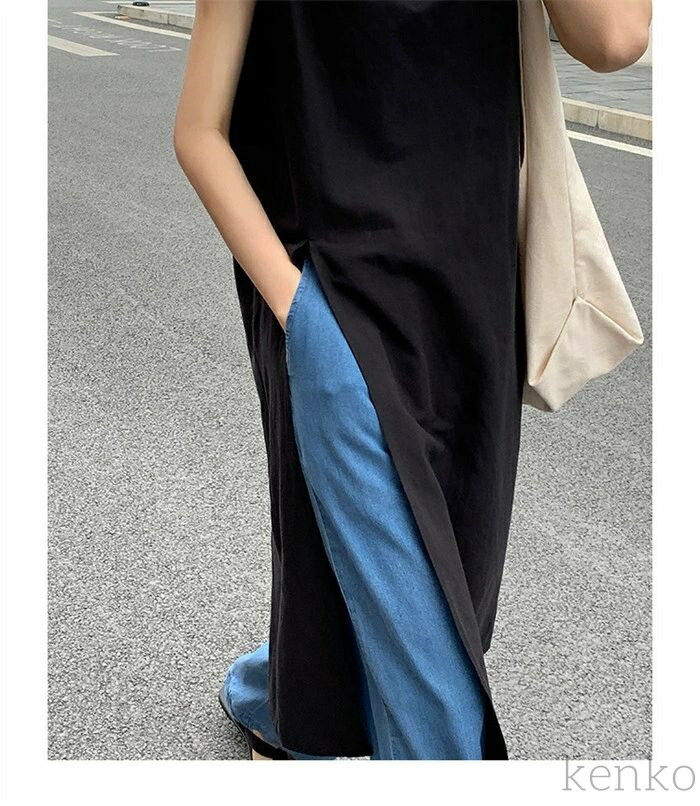 ◇ Aunt Marie's アントマリーズ ダブルボタン ノースリーブ ロング ワンピース サイズF ブラック レディース P 【中古】