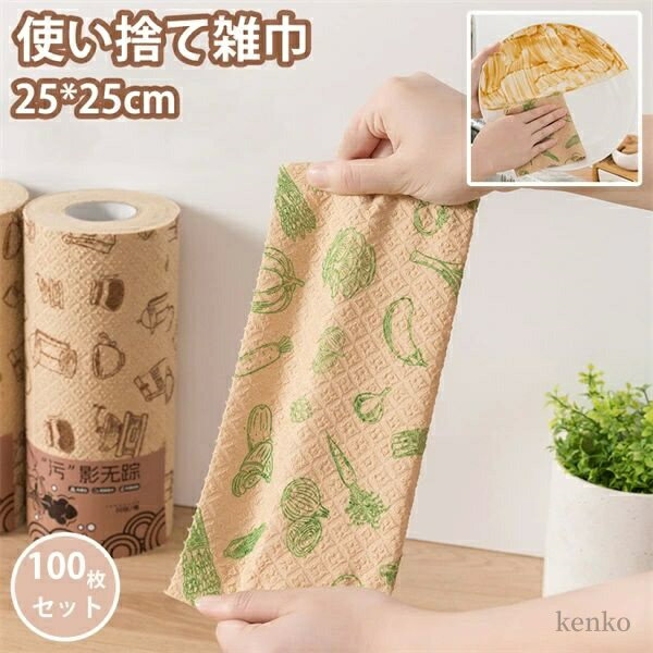 【送料無料】使い捨てランチョンマット 丈夫キッチンタオルロール 不織布 カウンタークロス 2個セット(100枚) 使い捨て 業務用 ホテル用